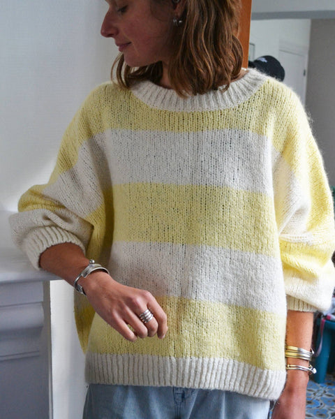Pull Rayé Jaune/Beige