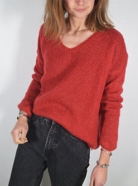 Pull Rouge Mohair Des Petits Hauts