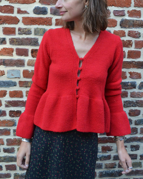 Pull Peplum Rouge