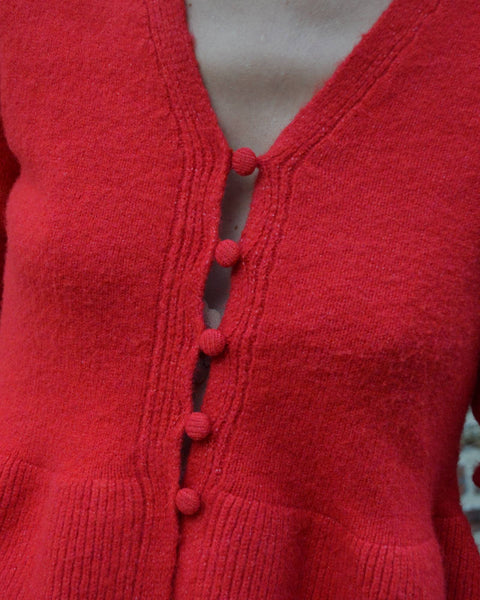 Pull Peplum Rouge