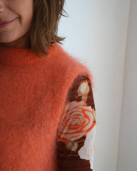 Pull Sans Manche Abricot Mohair