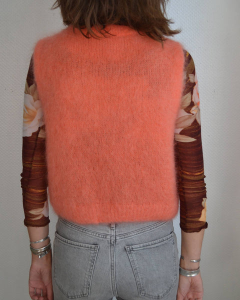 Pull Sans Manche Abricot Mohair