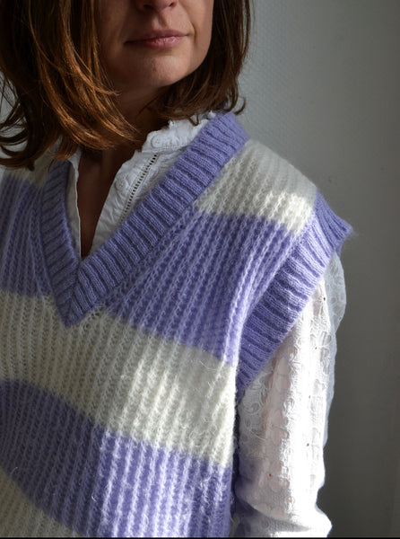 Pull Sans Manche rayé Lilas