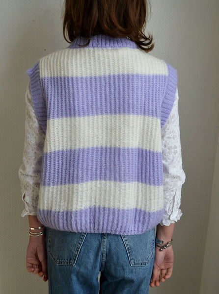 Pull Sans Manche rayé Lilas