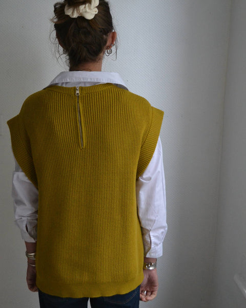 Pull sans manche Vert Curry