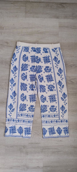 Pantalon Bleu Broderies