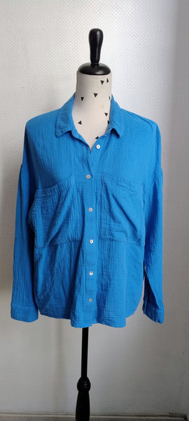 Blouse Bleue Gaze de coton