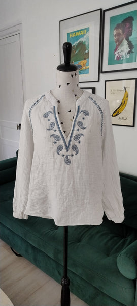 Blouse brodée Gaze de coton