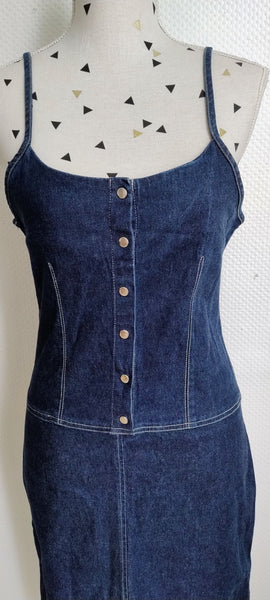 Robe denim à bretelles