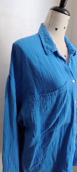 Blouse Bleue Gaze de coton