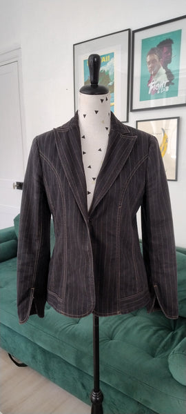 Veste blazer Denim Rayée Marine