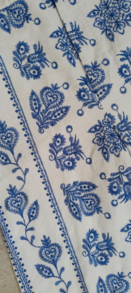 Pantalon Bleu Broderies