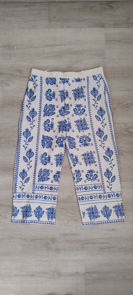 Pantalon Bleu Broderies