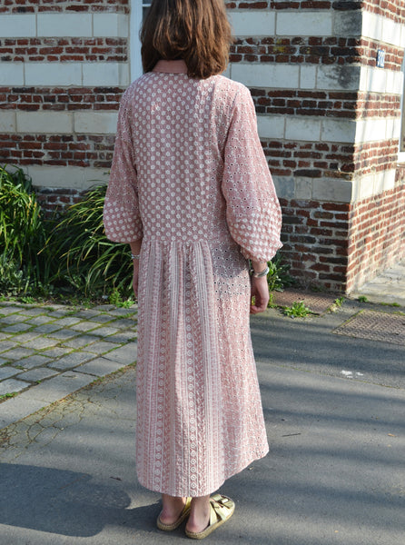 Robe Bohème Rose Broderies