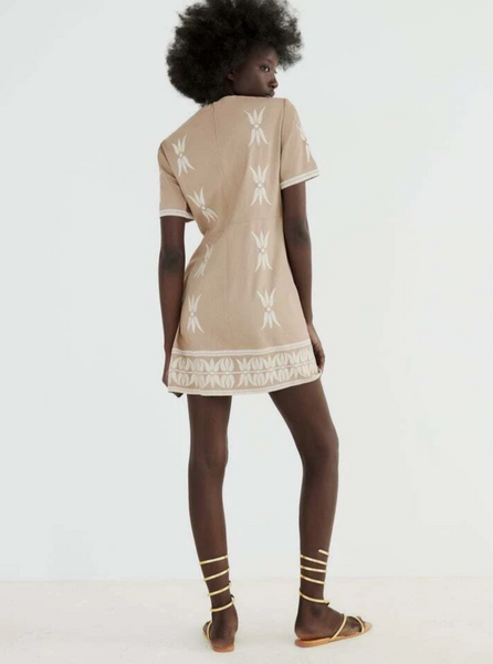 Robe brodée Taupe