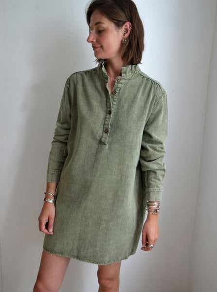 Robe Denim Col Montant