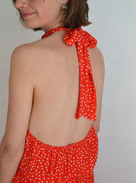 Robe Pois Dos Nu Rouge