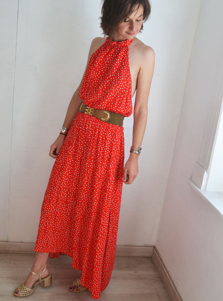 Robe Pois Dos Nu Rouge
