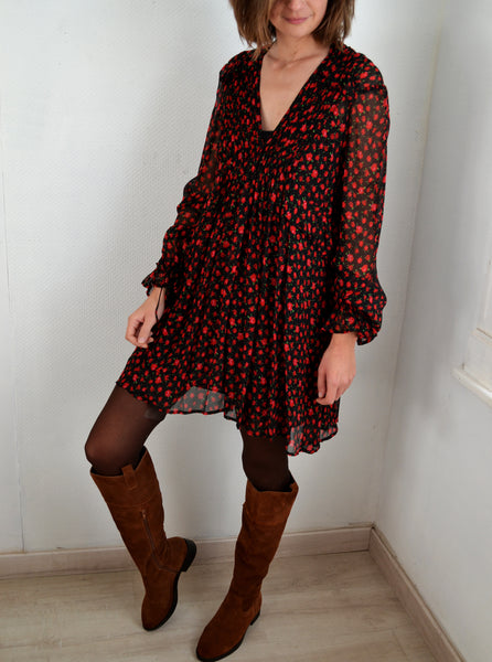 Robe en soie Roses The Kooples