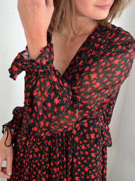 Robe en soie Roses The Kooples