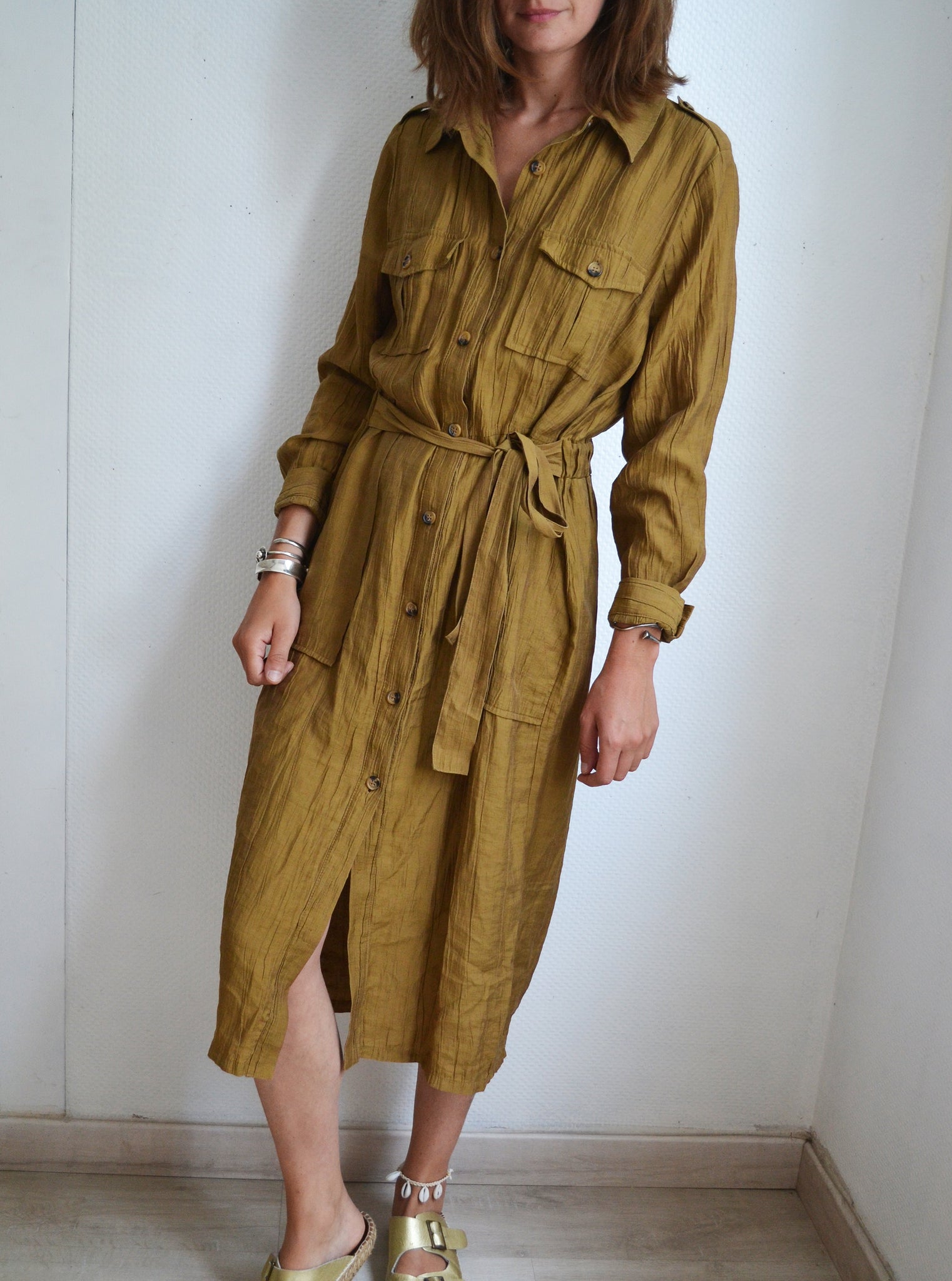 Robe Longue Saharienne Kaki