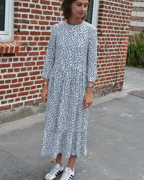 Robe Longue Pois noir et blanc