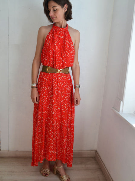 Robe Pois Dos Nu Rouge