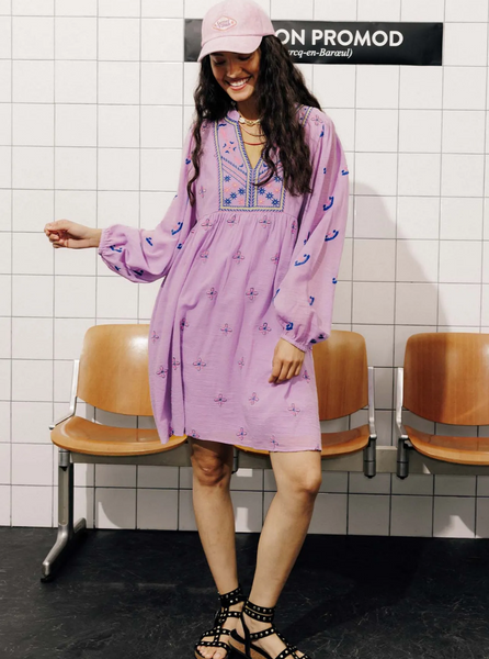 Robe Lilas Promod brodée Neuve
