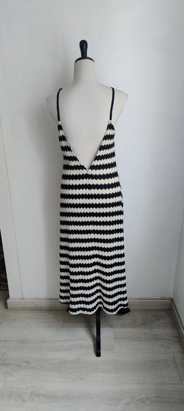 Robe Crochet rayée Dos Nu