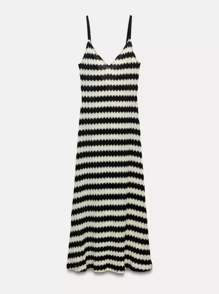 Robe Crochet rayée Dos Nu