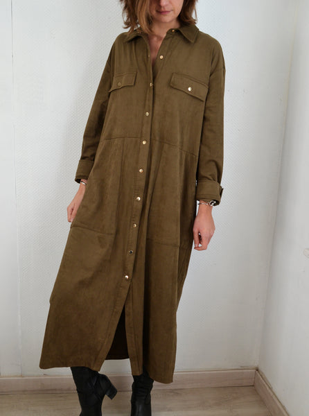 Robe Neuve en Suédine Kaki