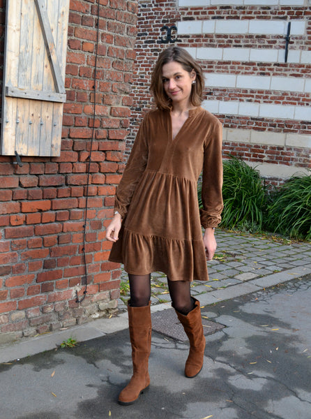 Robe Velours Côtelé Caramel