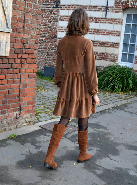 Robe Velours Côtelé Caramel