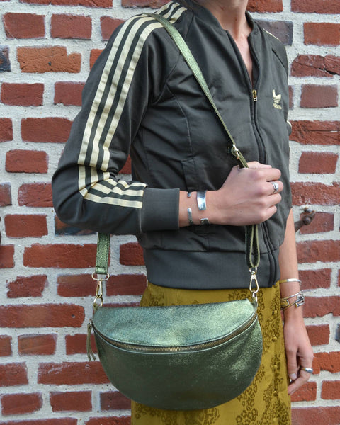 Sac banane Genuine Leather vert Irisé