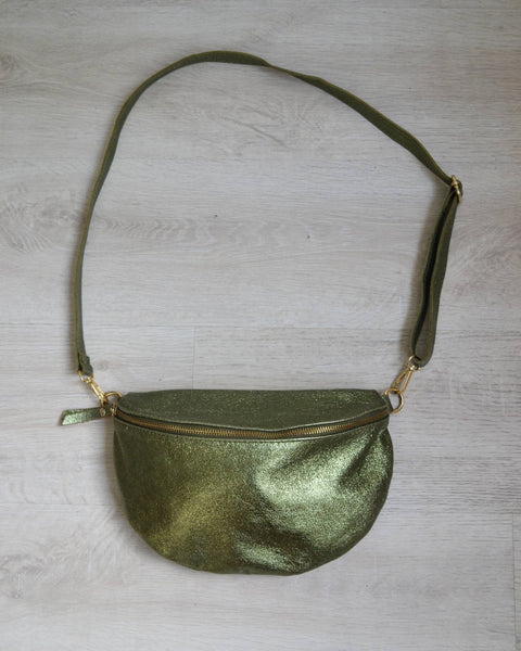 Sac banane Genuine Leather vert Irisé