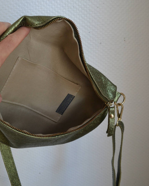 Sac banane Genuine Leather vert Irisé