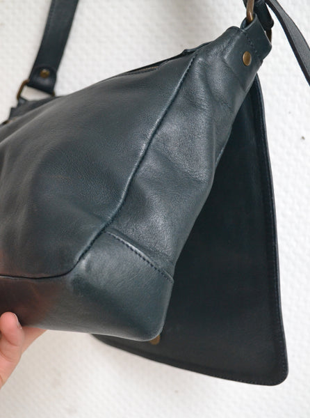 Sac en cuir bleu marine