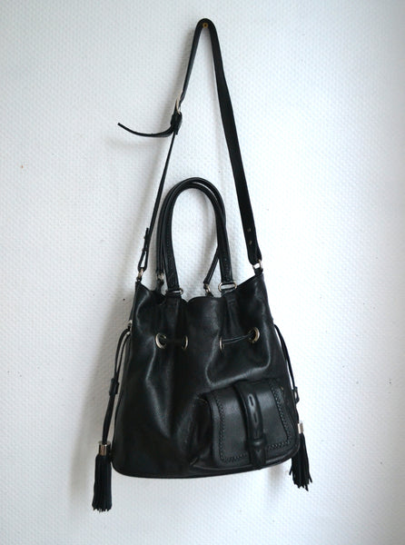 Sac Seau en cuir noir