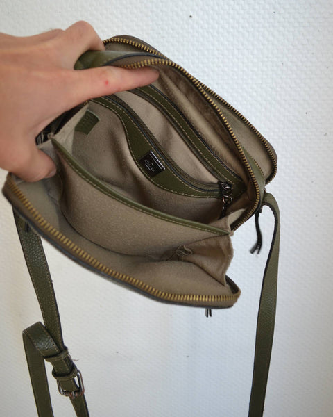Sac en cuir Kaki Etrier