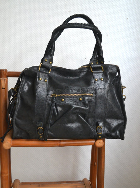 Sac en cuir noir