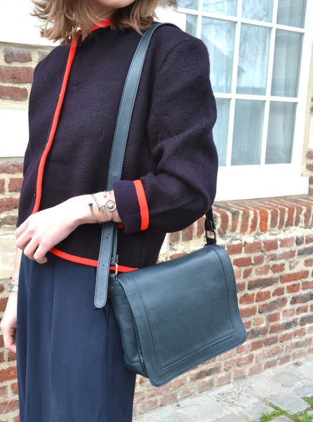 Sac en cuir bleu marine