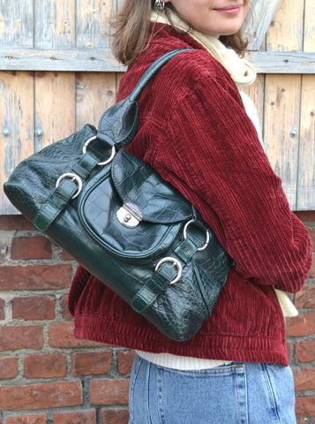 Sac en cuir croco  Coccinelle  Vert Sapin