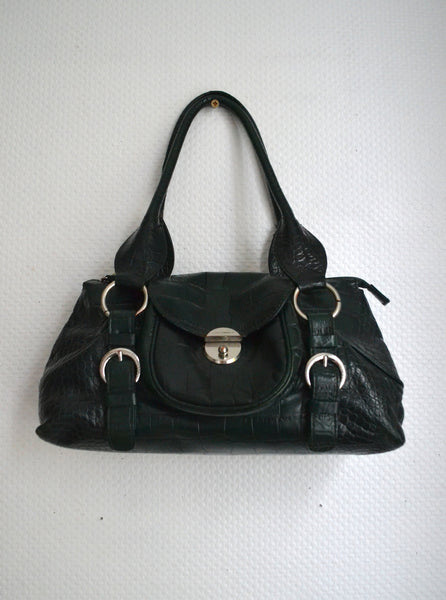 Sac en cuir croco  Coccinelle  Vert Sapin