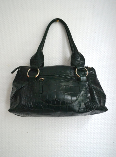 Sac en cuir croco  Coccinelle  Vert Sapin