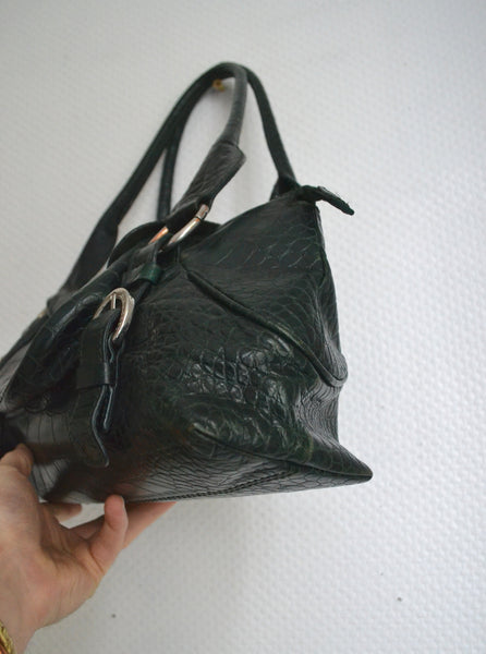 Sac en cuir croco  Coccinelle  Vert Sapin