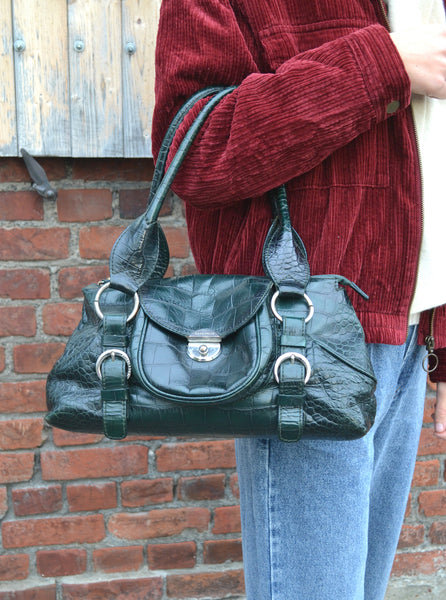 Sac en cuir croco  Coccinelle  Vert Sapin