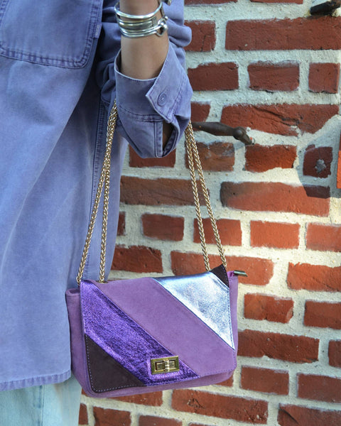 Sac Cuir Violet Irisé