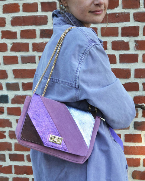 Sac Cuir Violet Irisé