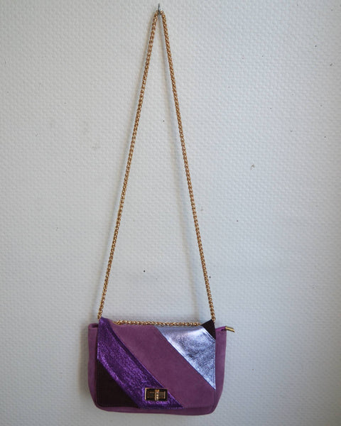 Sac Cuir Violet Irisé