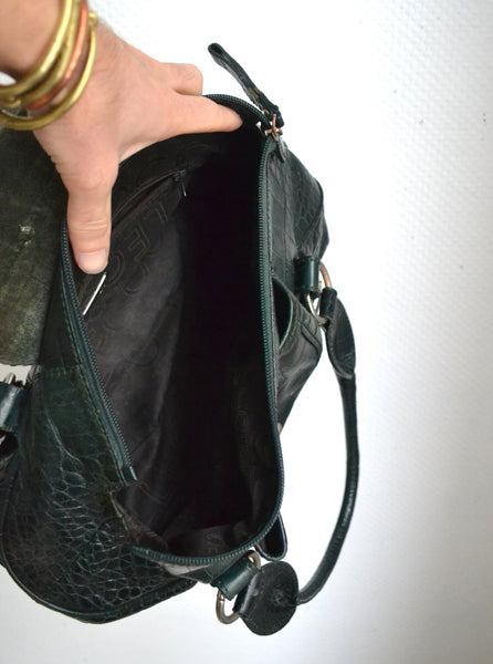 Sac en cuir croco  Coccinelle  Vert Sapin